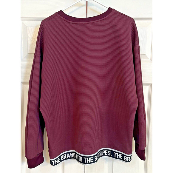 Adidas Women’s The Brand With The 3 Stripes Sweatshirt Burgundy Size Large - Picture 2 of 6